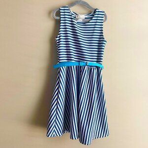 NWOT btween Knit Blue Stripe Belted Dress